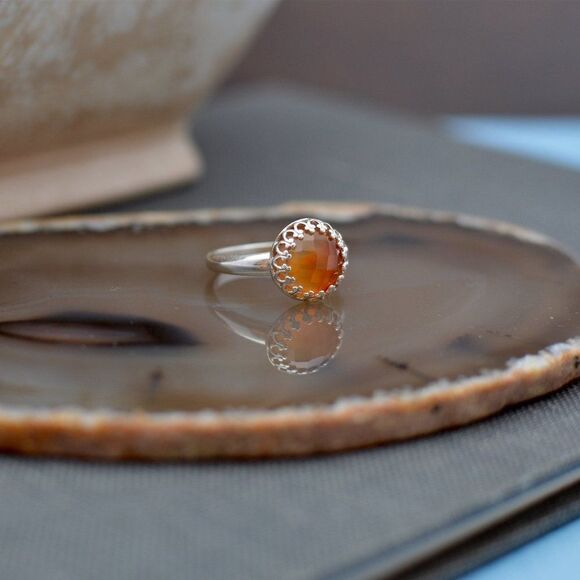 Hand Crafted Jewelry - 𝅺Sterling Silver Carnelian Ring